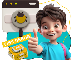 Тестирование & Vibe Debug. Охотники за багами - КИБЕРшкола программирования для детей, компьютерные курсы для школьников, начинающих и подростков - KIBERone г. Красноярск